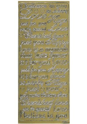 Assorted Words Love, Hugs, Cherished etc - Gold WAU2808