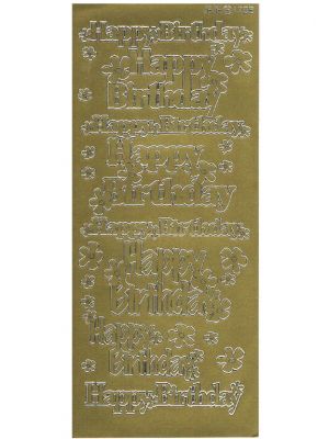 Happy Birthday with Flowers - Gold 377-01