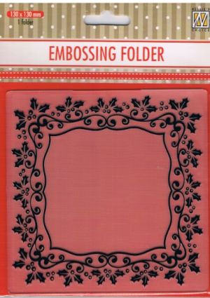 Embossing Folder - Christmas Rectangle Holly Frame [WNEEFE025]