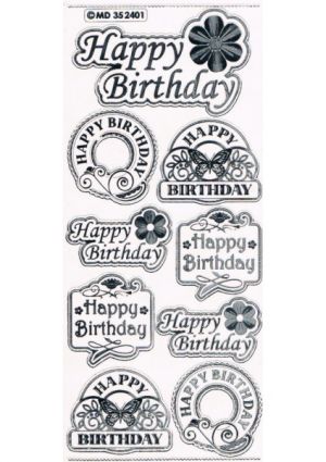 Happy Birthday 3D Labels - Silver/Trans [545-19]