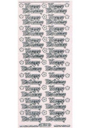 Happy Birthday Old English - Silver/Transparent WMSG334 / 1218-19]