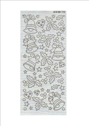 Bells & Holly - Silver pearl with Gold detail[1002-PG2]