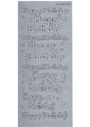 Happy Birthday with Flowers - Silver 377-2